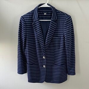 Tommy Hilfiger Navy and White Striped Blazer